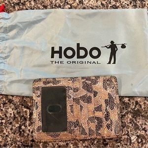 EUC Hobo leather card holder wallet has zipper pocket!Animal print shimmer!Cute!